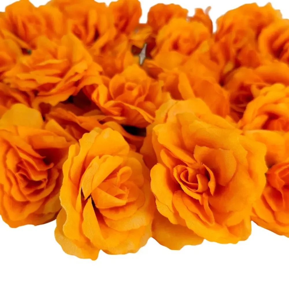 44 Orange Silk Rose Heads 2.5in Artificial Flower Wedding Craft DIY Floral Decor